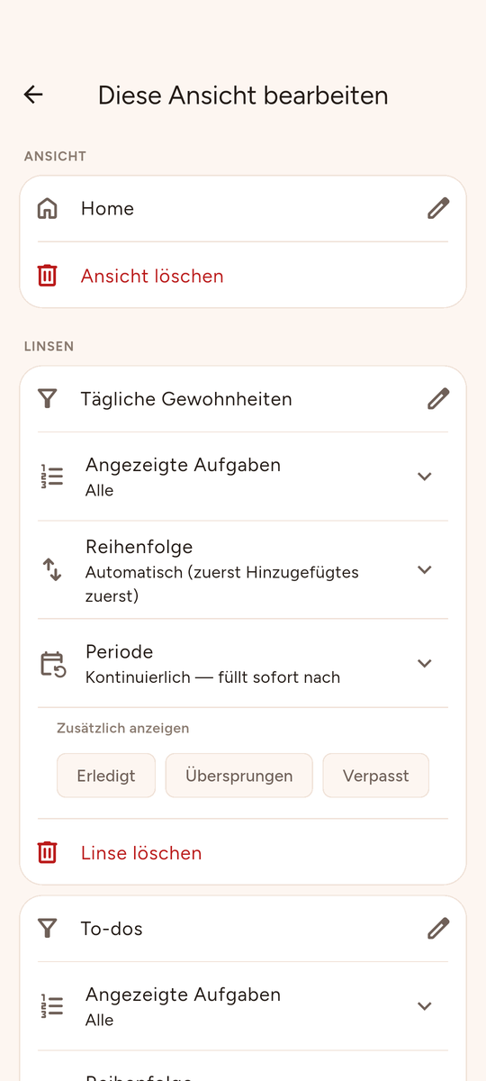 Ansicht bearbeiten